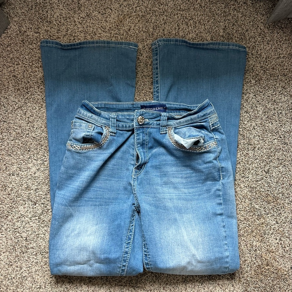 Blue Flare Jeans with Faded Denim